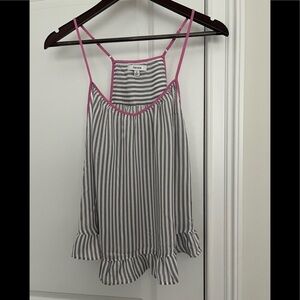 Kensie women’s tank top sz. S striped ruffles racer back